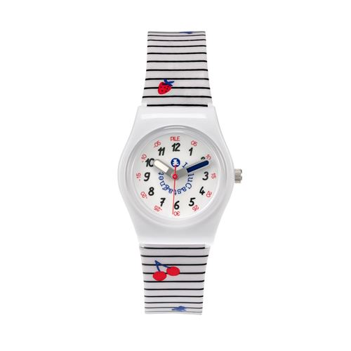LULU CASTAGNETTE Montre analogique en plastique POP KID CHERRY Blanc