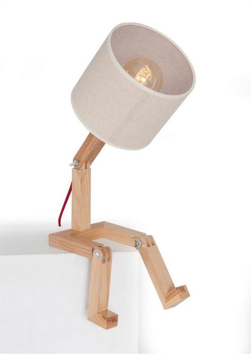 HOMEMANIA Lampe de Bureau Omino - pour Table, Bureau, Table de Nuit - Chêne en Bois, 15 x 15 x 40 cm, 1 x E27, 24W