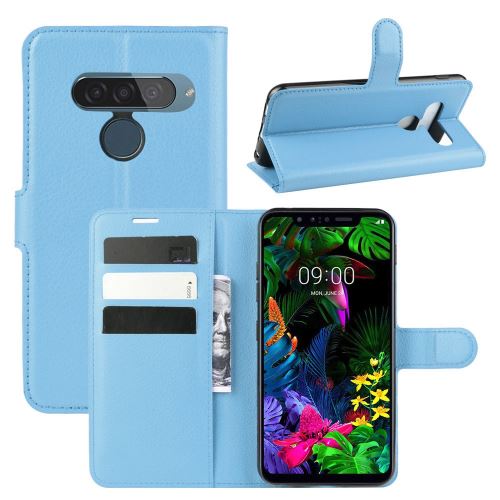 Etui en PU + TPU surface de litchi unique avec support bleu pour votre LG G8s ThinQ