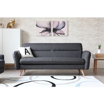 Mobler Gris Foncé Canapé Scandinave 3 Places Gris Foncé