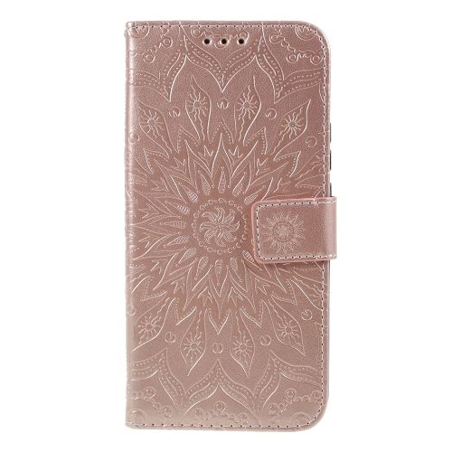 Etui en PU tournesol magnétique avec support or rose pour votre Huawei P Smart Z/Y9 Prime 2019
