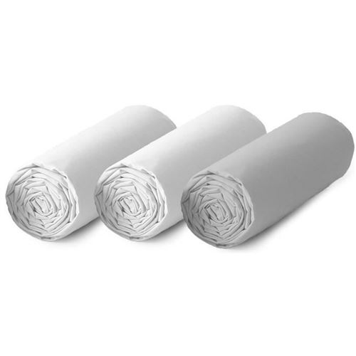 TODAY Lot de 3 draps housse 100% coton - 160x200 cm - Blanc et gris clair TODAY