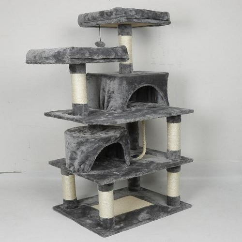 Comparer les prix de Arbre à Chat Multi-Niveaux, Grande capacité, 2 Niches, Colonnes renforcées, 2 Tour à Chats/ 61*49.5*145cm Gris