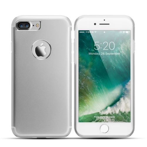 Akashi - Achterzijde behuizing voor mobiele telefoon - aluminium, silicone - zilverwit - voor Apple iPhone 7 Plus