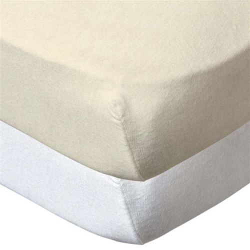 Babycalin Blanc Drap Housse Beige 60X120 Cm Coton