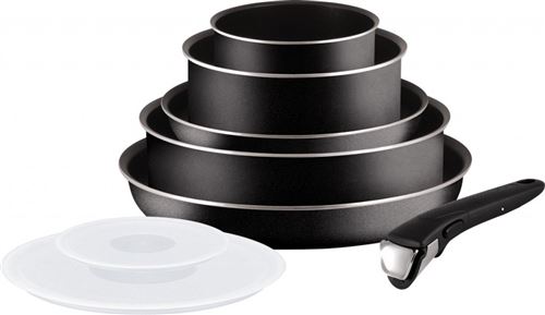Tefal L2009902 Set de poêles et casseroles - Ingenio 5 Essential Noir Set 8 Pièces - Tous feux sauf induction