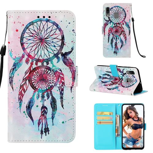 Etui en PU support motif imprimé attrape-rêves coloré pour votre Samsung Galaxy A20/A30