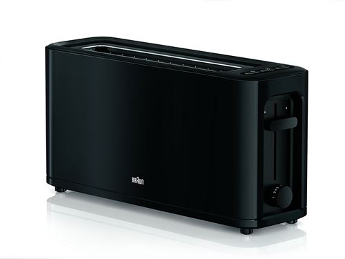 Braun ht3110bk – Grille-pain, 1000 W, 1 port, contrôle déplacement, grille démontable, stockage de câble, Noir