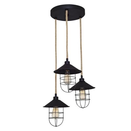 HOMEMANIA Lampe à Suspension Lelly Chandelier - de Plafond - Noir en Métal, 42 x 42 x 120 cm, 3 x E27, 40W