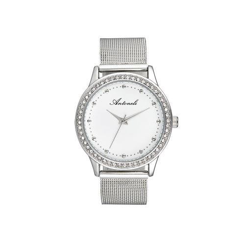 Montre Femme Antoneli Cadran 38mm En Steel Blanc Et Bracelet Argenté En Acier ANT2041