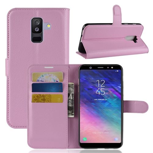 Etui en PU couleur en rose pour votre Samsung Galaxy A6 Plus (2018)