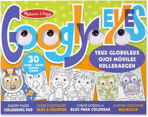 Melissa & Doug- Visages Loufoques Jouet Bloc à Colorier aux Yeux Globuleux, 15169