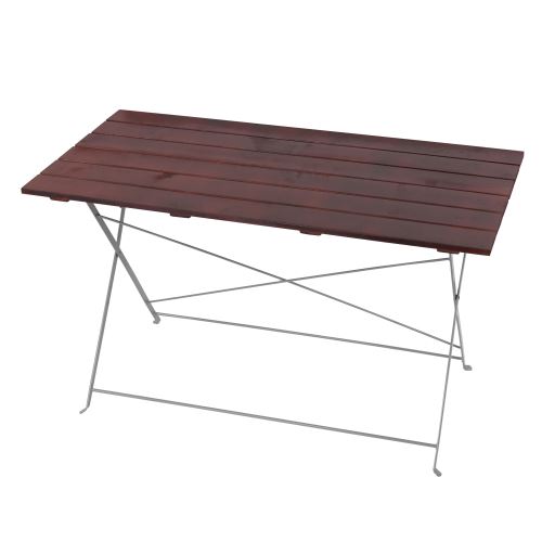 Table de jardin ou de brasserie Berlin, pliable, bois huilé, 120x60x70cm ~ brun foncé