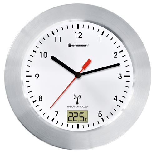 Bresser Mytime Bath Bathroom Radio Controlled Clock Argent&eacute;