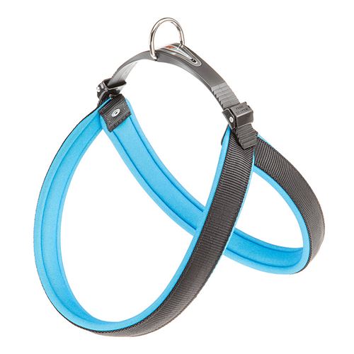 Ferplast Harnais ergonomique pour chiens AGILA FLUO 8, ajustement parfait, fermeture à double micro-régulation, rembourrage souple, A=B 69÷77 cm 25 mm Bleu