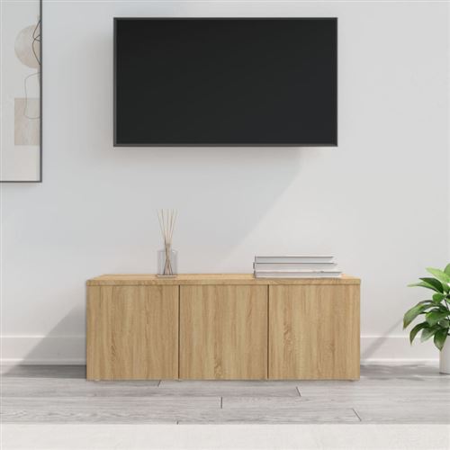 vidaXL - Meuble TV - Chêne Sonoma - 80x34x30 cm - Image 2