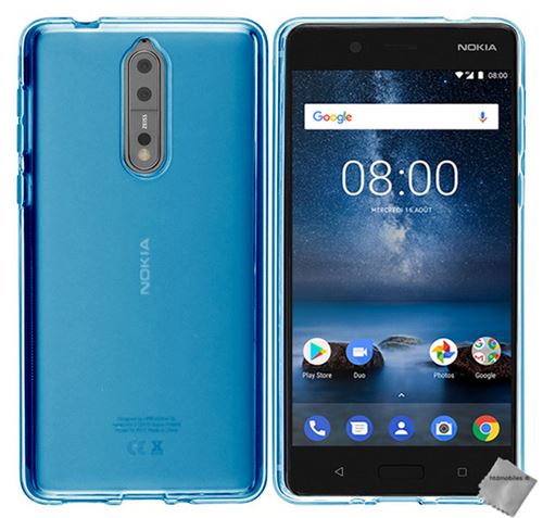Housse etui coque pochette silicone gel fine pour Nokia 8 avec film ecran - BLEU