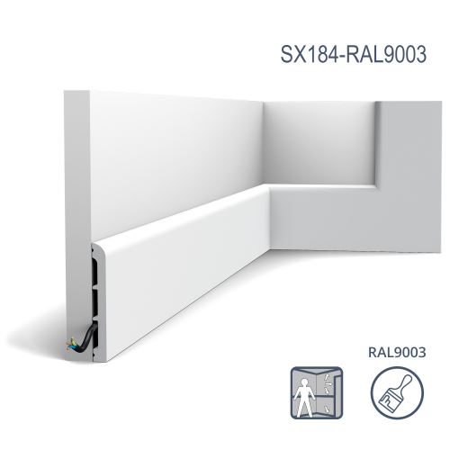 Plinthe Orac Decor SX184-RAL9003 AXXENT CASCADE Plinthe Cimaise Moulure décorative prépeinte design moderne blanc de sécurité 2 m