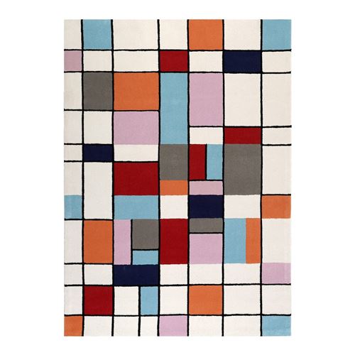 Tapis cubique multicolore en laine buttons esprit home