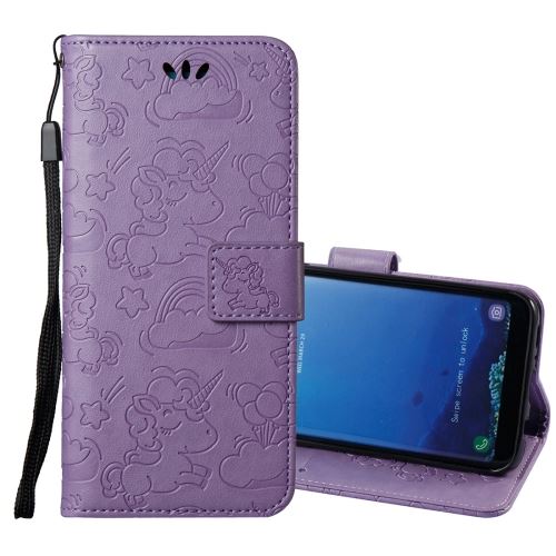 Galaxy S8 + / G955 Housse Etui Cuir PU Gravé Licorne Mignonne Violet ALS52523