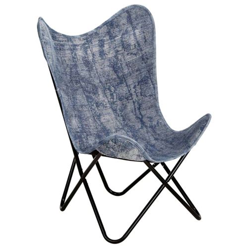 vidaXL Chaise papillon Bleu indigo Toile