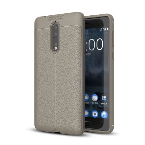 Nokia 8 Coque Protection TPU Texture Litchi Gris ALS54572