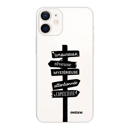 Coque pour iPhone 12 mini souple transparente Traits De Caractère Motif Ecriture Tendance [Evetane®]