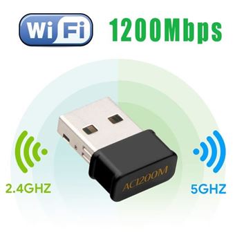 Mini USB WiFi Adaptateur 1200Mbps Clé WiFi Dongle AC Dual Band