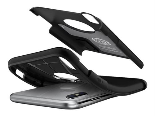 Spigen Slim Armor - Achterzijde behuizing voor mobiele telefoon - polycarbonaat, thermoplastic polyurethaan (TPU) - zwart - voor Apple iPhone X