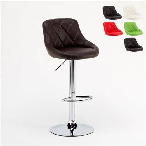 Superstool - Tabouret haut pour bar cuisine fixe pivotant réglable avec dossier Philadelphia, Couleur: Marron