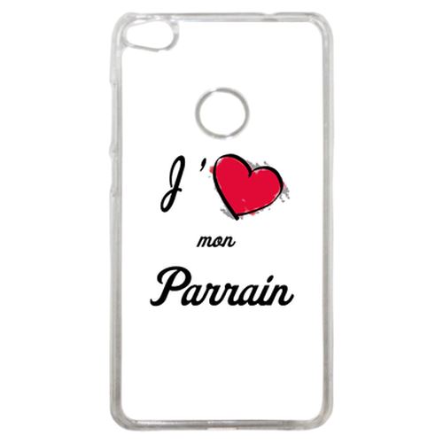 Coque J'aime Mon Parrain Blanc Compatible P8 2017 Transparent