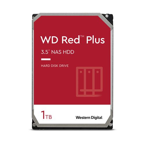 WESTERN DIGITAL WD Red Plus WD10EFRX - Disque dur - 1 To - interne - 3.5"" - SATA 6Gb/s - m&eacute;moire tampon : 64 Mo - pour My Cloud EX2; EX4 