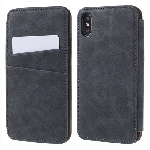 Etui en PU style rétro gris pour votre Apple iPhone X