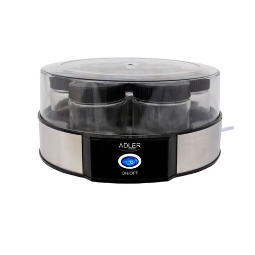 Adler Yaourtière Électrique 7 Pots De 200Ml Appareil Yaourt avec Couvercle Hermétique, Adler, Ad4476, 150, Noir