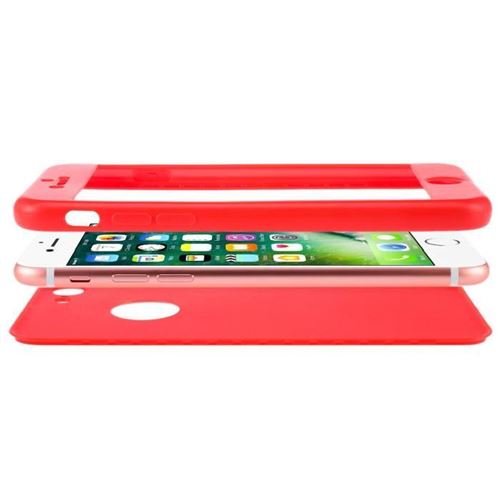 coque gel silicone iphone 7 integrale 360full protection verre trempe couleur rose etuis housse