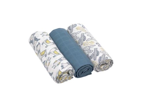 Lassig - Lange divinement doux L Glama Lama bleu boîte de 3 pcs, 80 x 80 cm