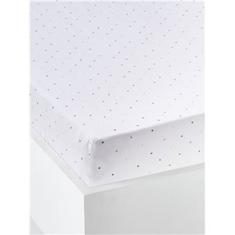 Drap Housse Bebe Menthe A L Eau Blanc Multicolore 70x140 Vertbaudet Matelas Drap Housse Achat Prix Fnac