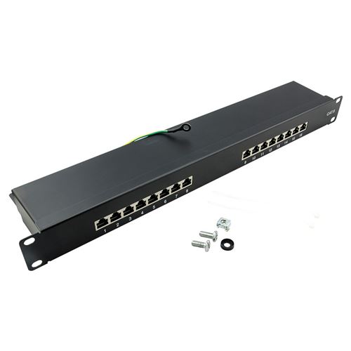 LogiLink EconLine Tableau de connexions montable sur rack RJ-45 X 16 noir, RAL 9005 1U 19