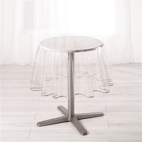 Nappe cristal ronde (0) 180 cm pvc uni 15/100e garden/biais Taupe