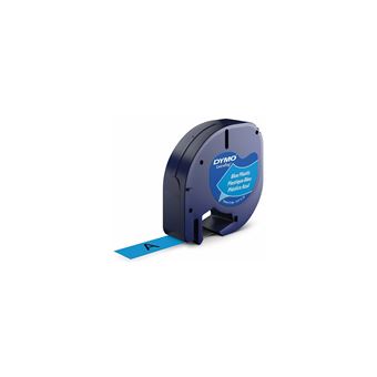 DYMO - Plastique - noir sur bleu - Rouleau (1,2 cm x 4 m) 1 cassette(s) ruban - pour LetraTag