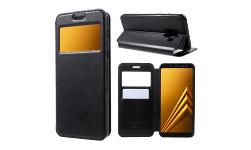Etui type portefeuille noir pour Galaxy A8-2018
