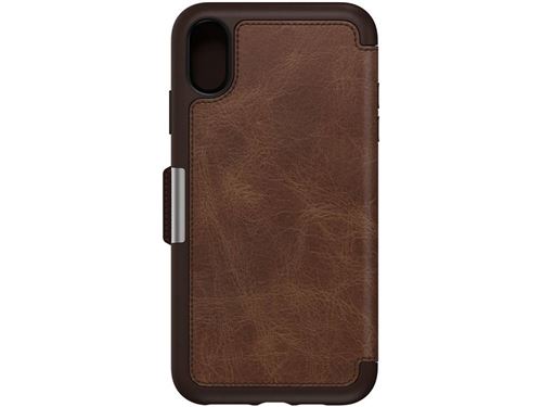 OtterBox Strada Series - Flip cover voor mobiele telefoon - leer, polycarbonaat - espresso - voor Apple iPhone XS Max