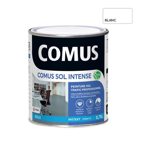 Comus Sol Intense Blanc 0,75 L Peinture Sols Intérieurs Et Extérieurs, Trafic Intense/professionnel