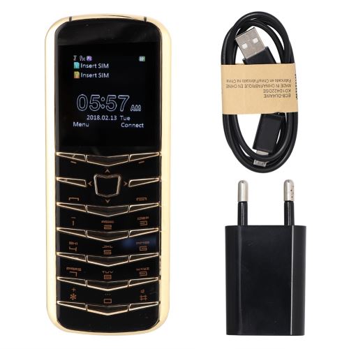 V03 Téléphone portable double carte SIM métal miroir petit téléphone portable EU 100-240V