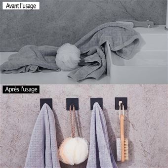 Crochets auto-adhésifs - Crochets de salle de bain en acier