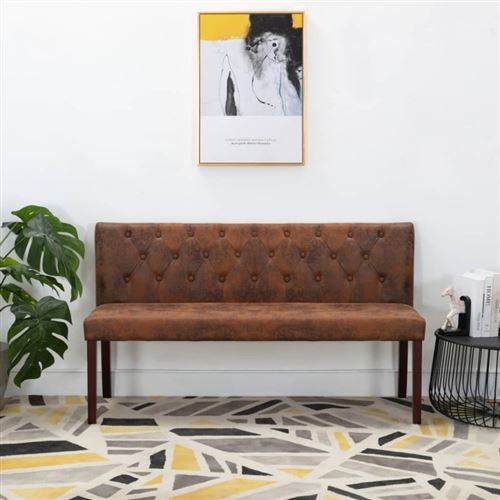 Non Communiqué Marron Banc 148,5 Cm Similicuir Daim