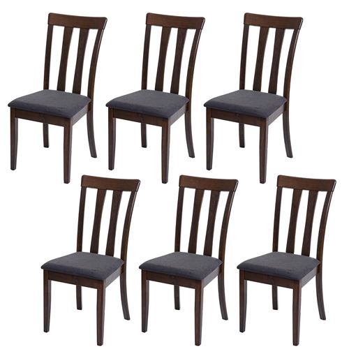 6xchaise de salle à manger MENDLER HWC-G46 bois massif cadre foncé gris foncé