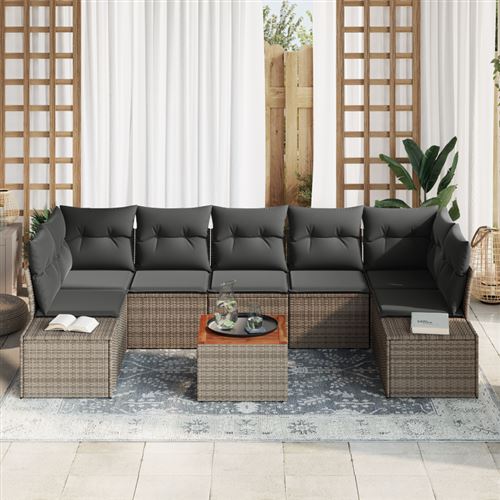 vidaXL - Ensemble de canapé de jardin - 8 pièces - Gris - Image 2