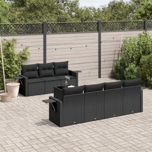 Non Communiqué Noir Salon De Jardin Modulable Vidaxl Rotin 8 Pieces X 62 X 69 7 Personnes