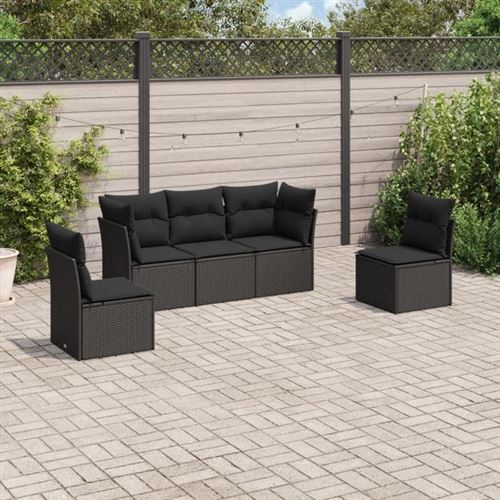 Vidaxl Noir Salon De Jardin 5 Pcs - Image 3